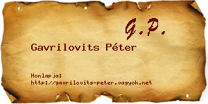 Gavrilovits Péter névjegykártya